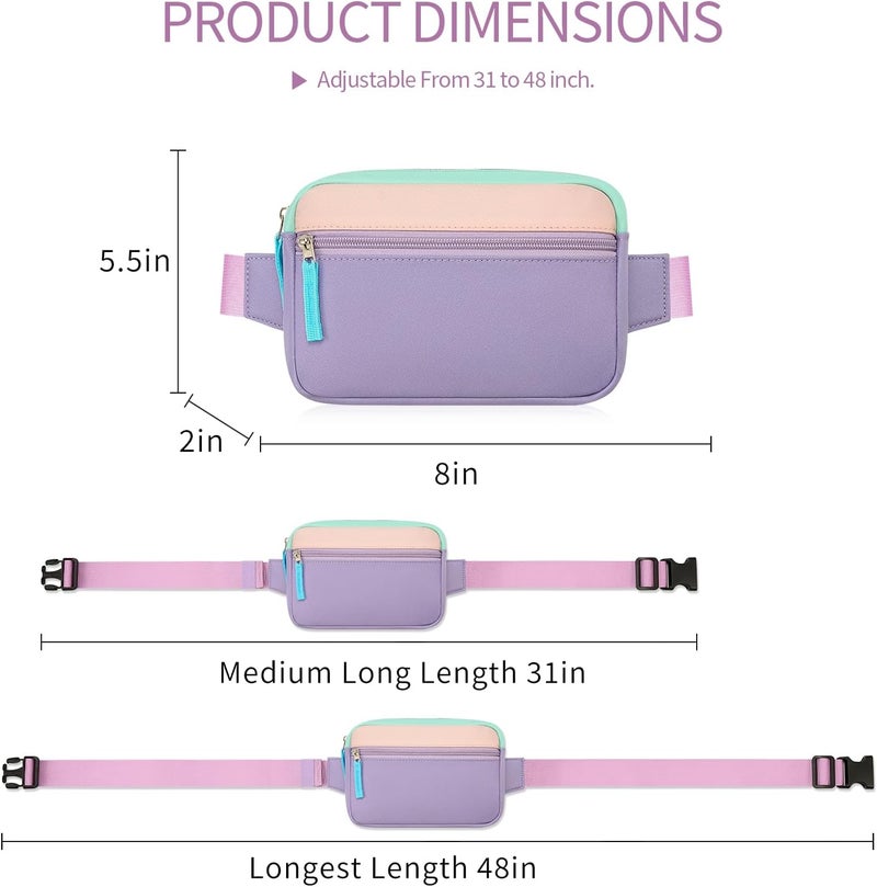 cotmcor Store Valentines Day Gifts for Kids: Fanny Pack Birthday Gift for 5 6 7 8 9 10 11 12 Year Old Teen Girls, Preppy Cute Trendy Stuff Colorblock Crossbody Bag Adjustable Belt Bags for Travel Outdoor - Image 4